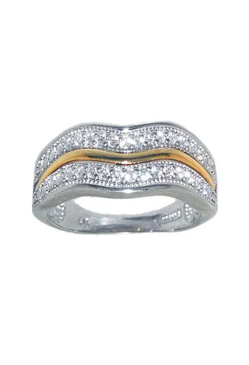 Anillo plata y oro laminado con circonitas 243_925-00115