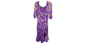 Autre Marque Vestido midi con efecto cruzado Saloni Olivia en seda violeta 