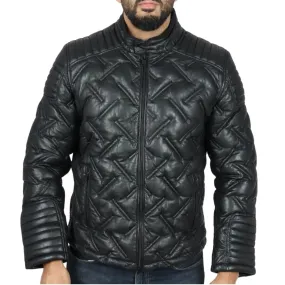 Chaqueta de cuero real acolchado para hombres acolchados