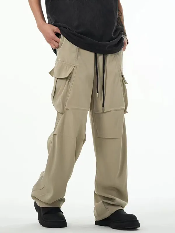 Pantalones cargo sueltos casuales con múltiples bolsillos para hombre
