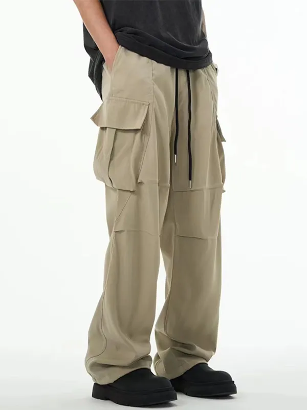 Pantalones cargo sueltos casuales con múltiples bolsillos para hombre