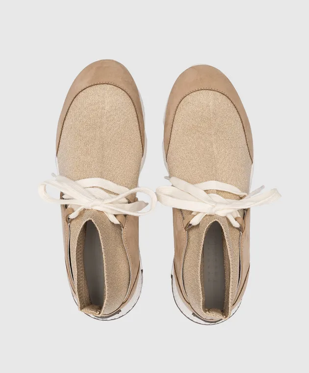 Peserico Beige combined sneakers with lurex