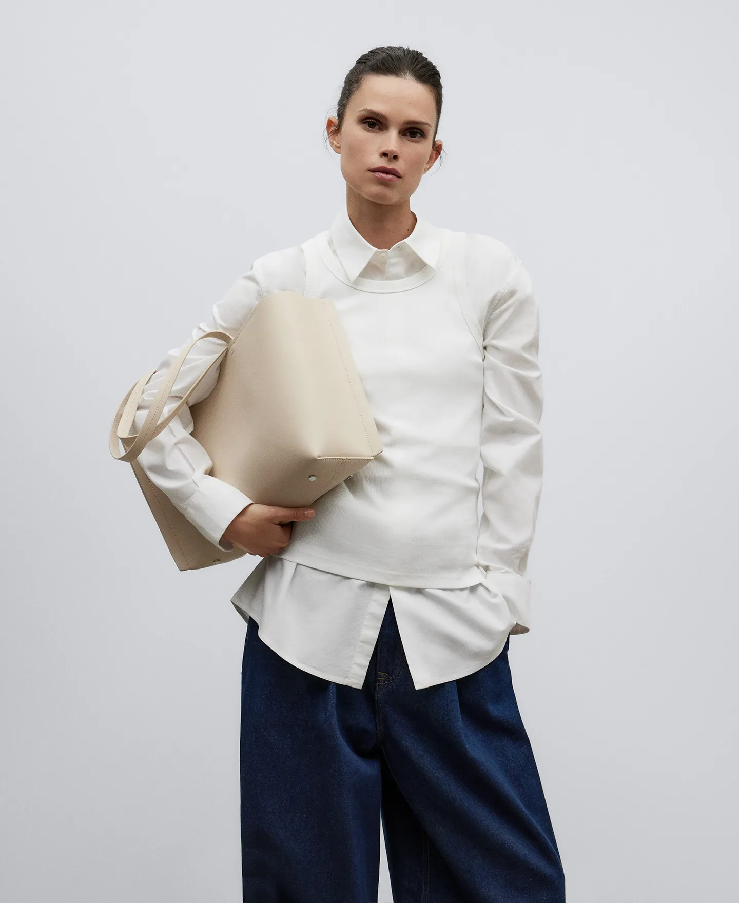Responsible leather sopper bag woman
