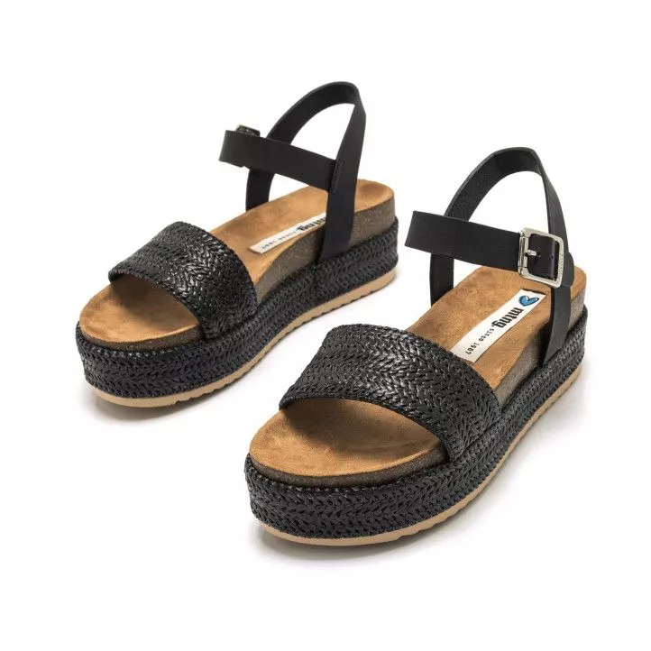 Sandalias plataformas Mustang lana con efecto yute