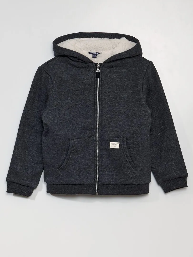 Sudadera con capucha y cremallera - NEGRO