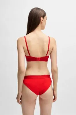 Sujetador triangular de algodón elástico con etiqueta roja con logo