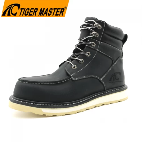 TM162 Suela de goma antideslizante puntera de acero goodyear welted zapatos de seguridad para hombre