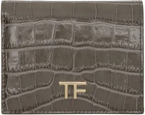 Tom Ford Shiny Stamped Croc Compact Wallet