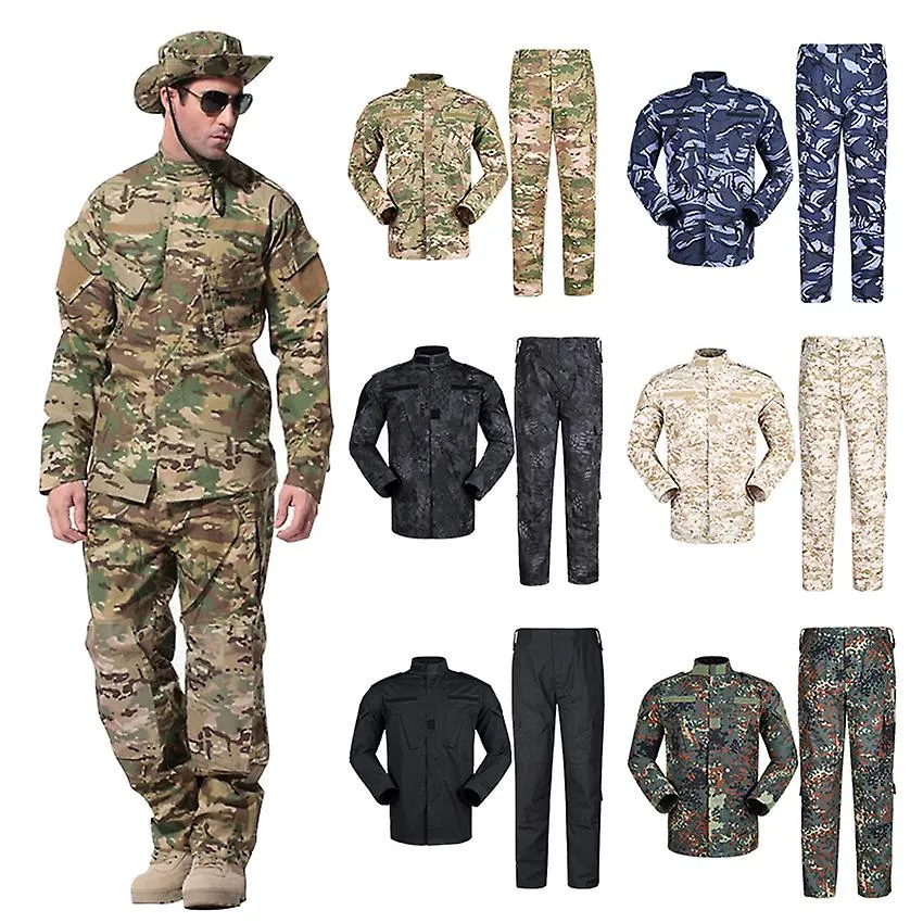 Ww2 Security Team Army Suit Man Military Uniform Combat Jacket+pants With Pocket Multi Camouflage Cp Acu Tactical Costumes
